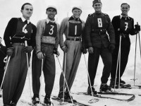 Vintage portrait of skiers