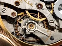 Macro shot of mechanism from an antique pocket watch